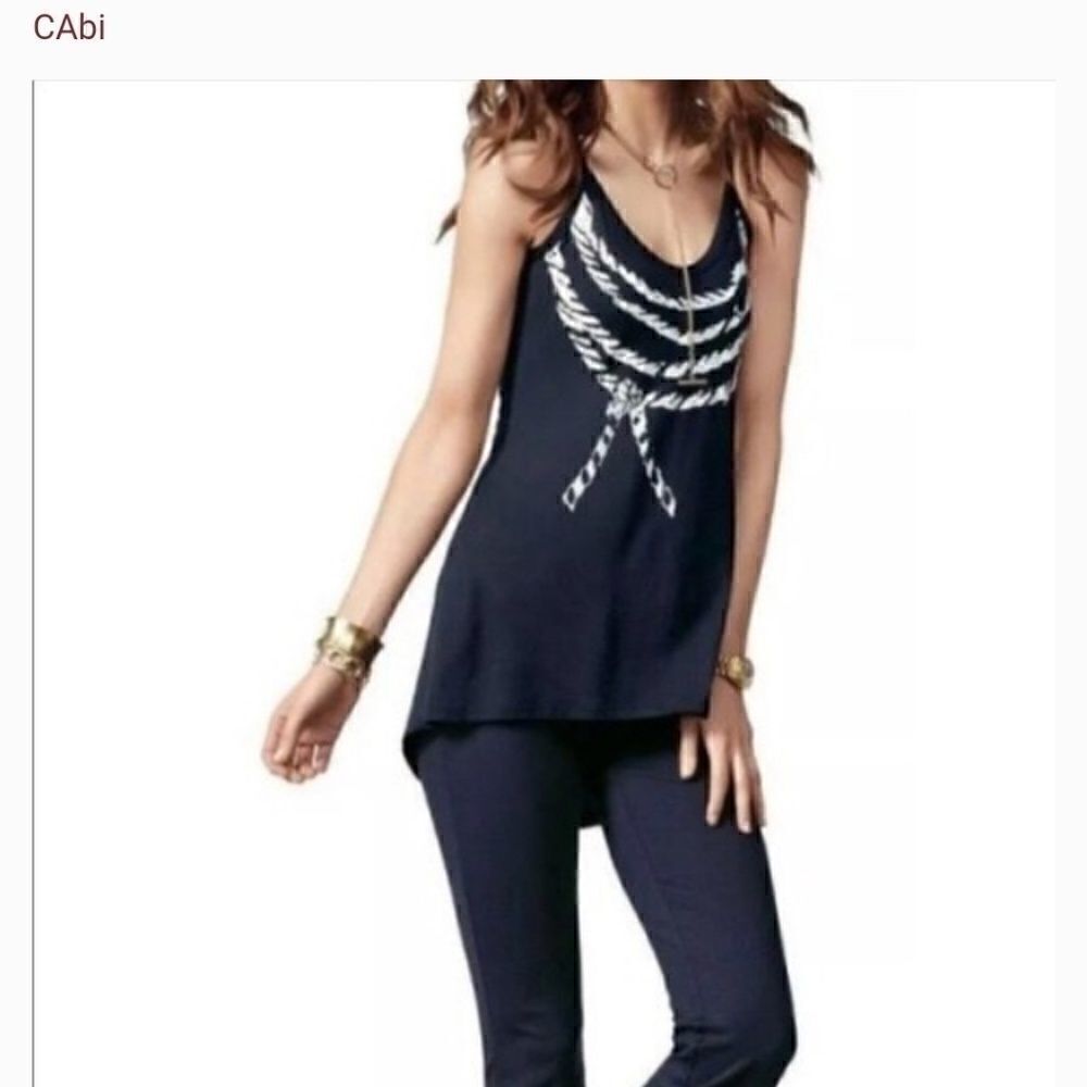 CAbi Navy Tank Ahoy Hi-Lo Nautical Rope XS